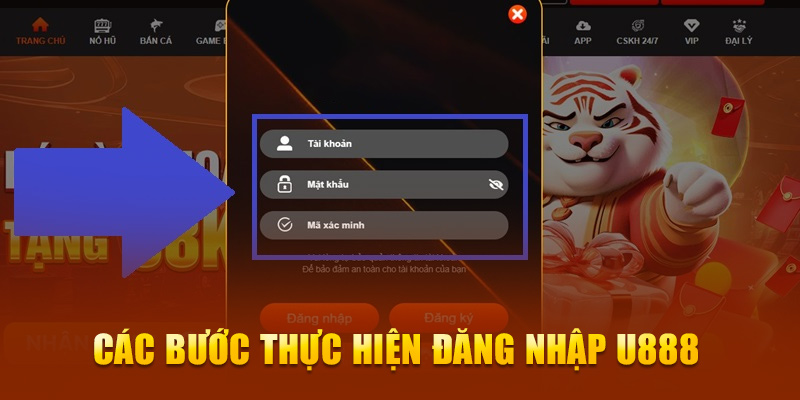 Điền thông tin đăng nhập U888 chi tiết 